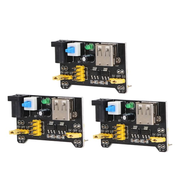 3 stk. Breadboard Strømforsyningsmodul Spændingsregulator DC 3.3V 5V Dobbelt Kanal Output