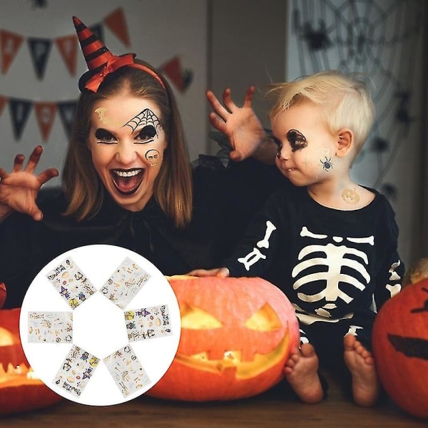 6 ark Halloween-ansiktsdekaler Spoof-klistermärken Kreativa Halloween-tillbehör