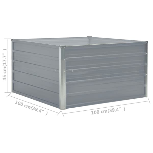 【BQ】vidaXL Dyrkingskasse 100x100x45 cm galvanisert stål grå Grey grå