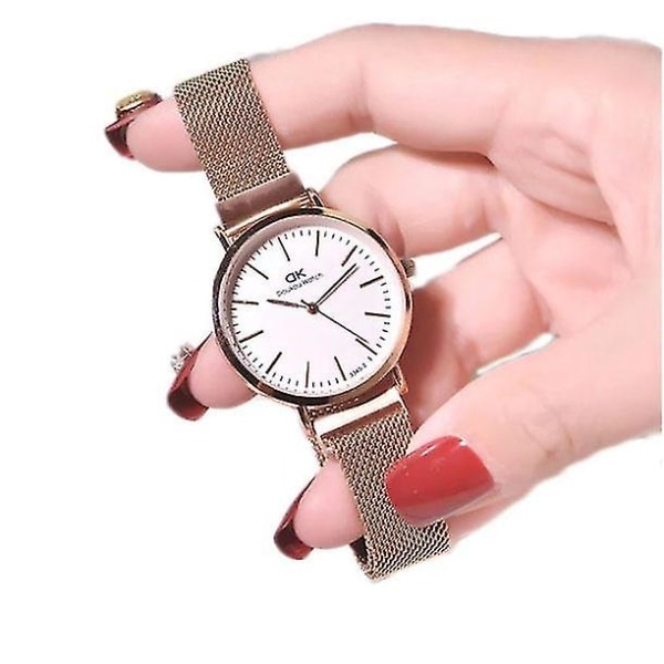 Armbandsur Classic Ultra-tunn Mesh Band Quartz Watch Dam Vattentäta klockor Black Big