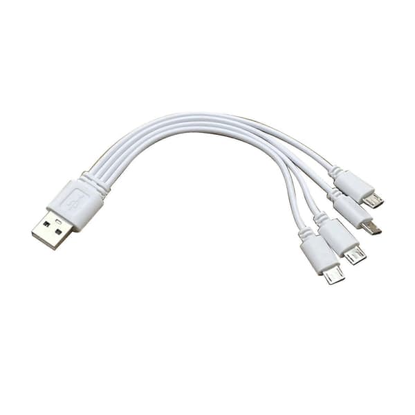 Praktisk 4-vejs Micro USB-opladerkabel Multilader Oplad flere enheder nemt 20 cm/150 cm White