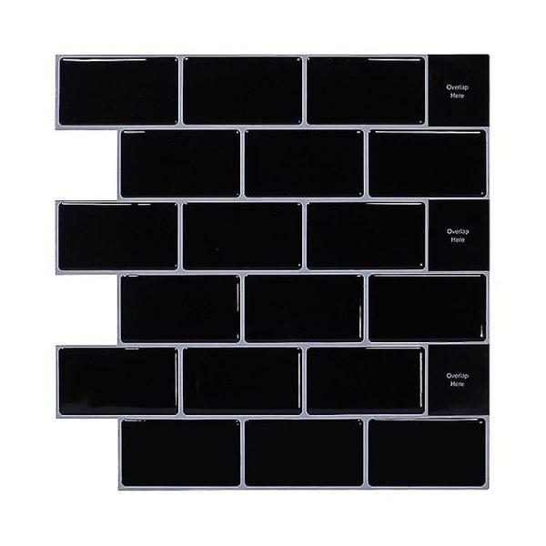 st självhäftande svarta tegelväggdekaler 30 cm badrum köksdekaler dekor