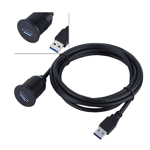USB 3.0 Flush Dash Panel Monteringsforlængerkabel til Bil Båd Motorcykel 1M