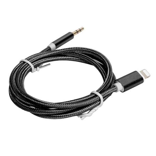 AUX-kabel til bil til IOS 12 3,5 mm AUX-lyd til IOS-interfaceadapter Nylonflettet kabel Sort