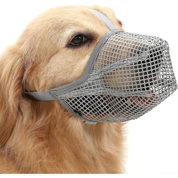 Hundemunning med justerbare stropper, mykt nettingdekket snuteparti for små middels store hunder Gray XL