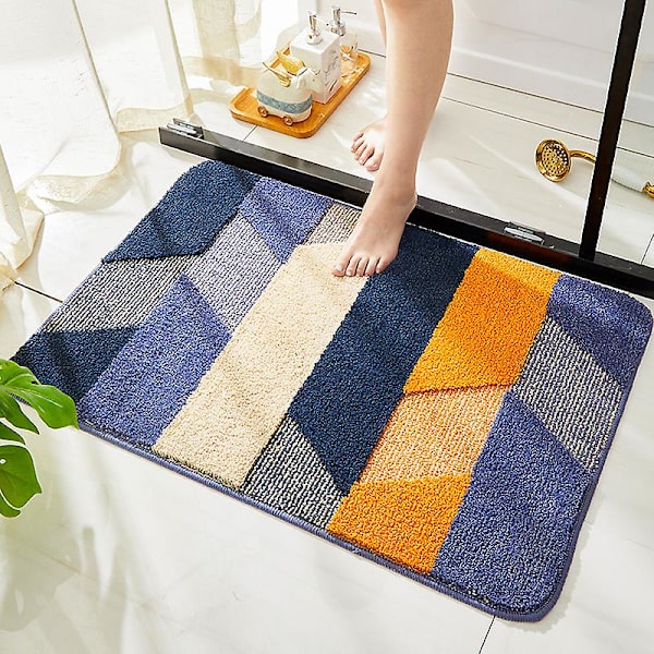 Skandinavisk halkfri badrumsabsorberande mattfilt Orange and Blue 60*90cm