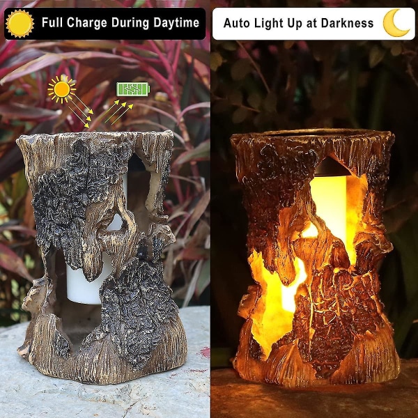 Solar Torch Light Led Simulering Flame Stump Light Vanntett Desktop Light