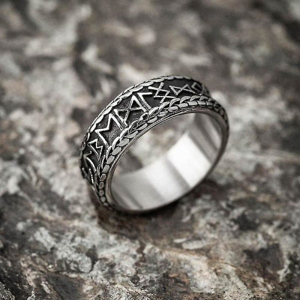 Vintage Herr Rostfritt Stål Nordic Odin Rune Ringar Nordic Scandinavian Viking Celtic Knot Ringar Vintage Amulett Smycken Presenter 14 Silver 14 Silver
