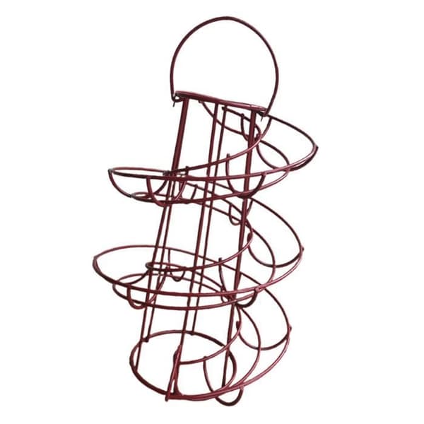 Moderne Spiral Eggrullestativ Holder Plassbesparer for 24 Egg (Rød)
