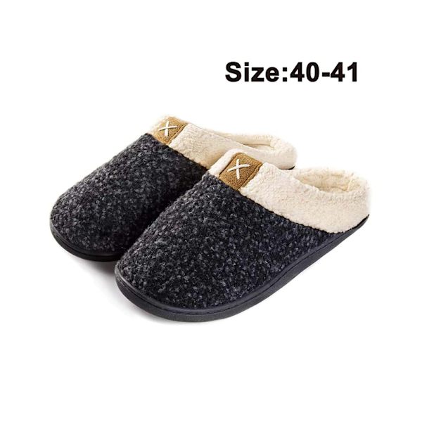 Mysiga Memory Foam Tofflor med anti-sladd gummisula M 40-41 Svart - Svart