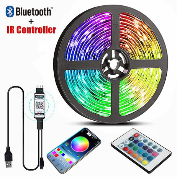 10m 5m Led Strip Lights Rgb Infrarød Bluetooth Control Luces Lysende dekorasjon For Stue 5050 Ribbon Lighting Fita Lampe 1m Bluetooth IR Control