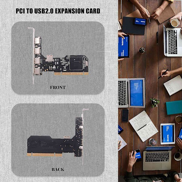 Pci till usb2.0 expansionskort stationär pci till 5 usb2.0 480mbp hubchip expansionskort Black