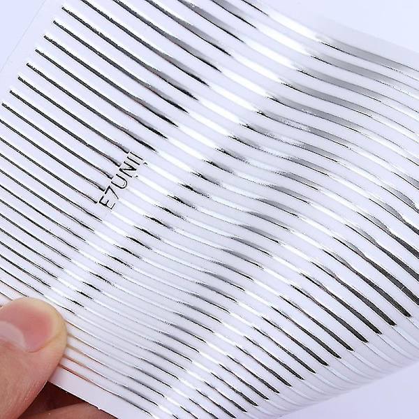 1 st Silver Gold Lines Stripe 3d Nail Sticker Geometriskt vågigt stjärnhjärta Självhäftande skjutpapper Nail Art Transfer Stickers Glitter Line 1