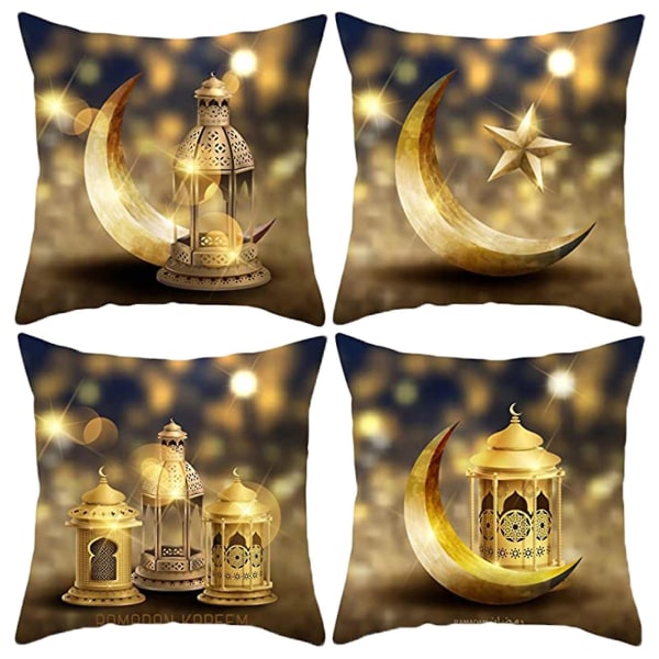 Ramadan-pyntputetrekk Gull Moon Star Eid Mubarak festlig putetrekk Multicolor
