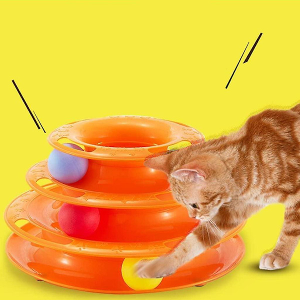 Cat Toys Interactive 3 Level Track Ball Kitty Toy Orange