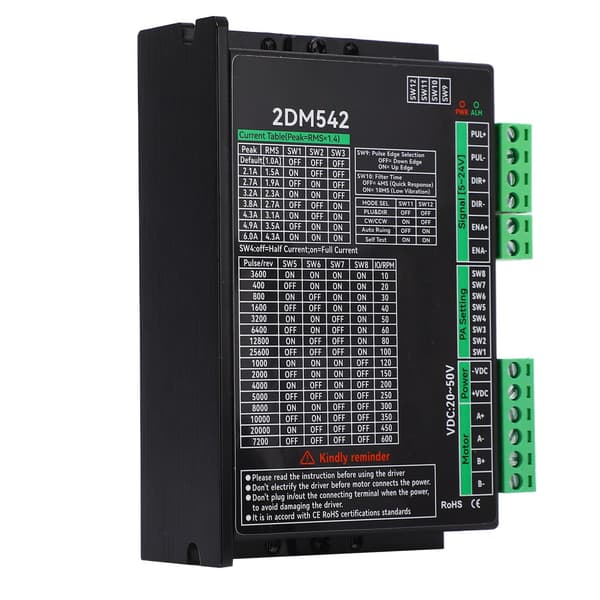 2-faset digital stepmotordriver 2DM542 controller 20-50VDC input