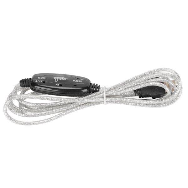MIDI til USB Kabel Ca. 2,2yd Langt 16 Kanaler USB PC Interface LED Strøm Input Output Indikator USB MIDI Kabel
