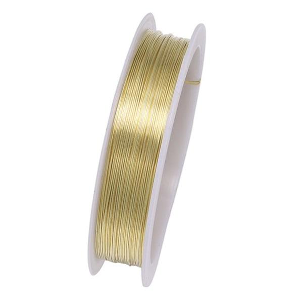 Gull 0,8 mm 0,8 mm smykker perletråd 8 fot sterk anløpsbestandig kobberhåndverkstråd for gjør-det-selv-smykker Halskjede Armbåndfremstilling