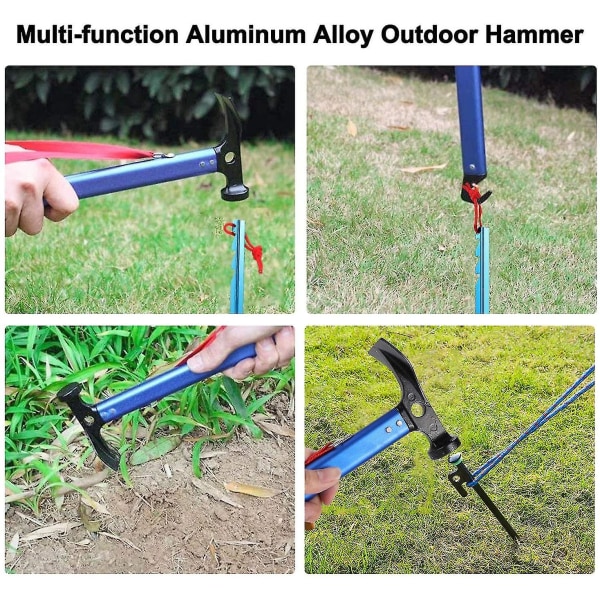 Campinghammer, Multifunktion Outdoor Camping Mallet Aluminium Telt Hammer Sort blue