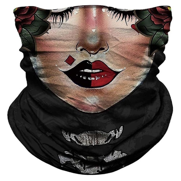 3D Rolig Bandana Face Cover Mask Biker Tube Snood halsduk halsvärmare Beauty