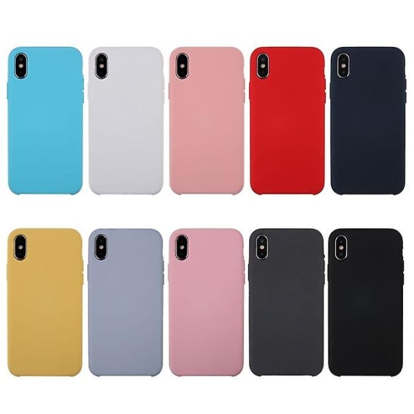 For Iphone X Pure Color Flytende Silikon + Pc Dropproof Protective Back Cover Case (hvit)