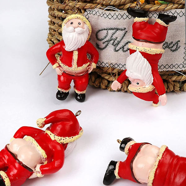 2 stk Vinduespaneldekor Harpiks Sjove juletræspynt julemandsvedhæng (rød)