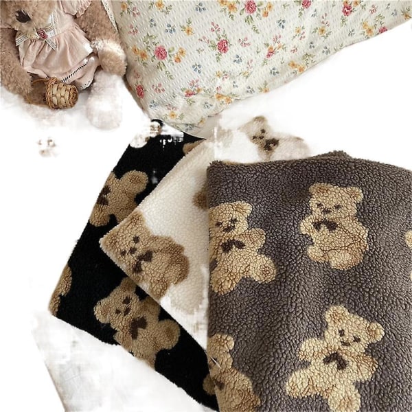 Ins Korean Cute Plus Velvet Paksu Covered Bear Kaksipuolinen Lammas Velvet Nap Peitto Ilmastointi Peite Polvipeite brown 70*100cm