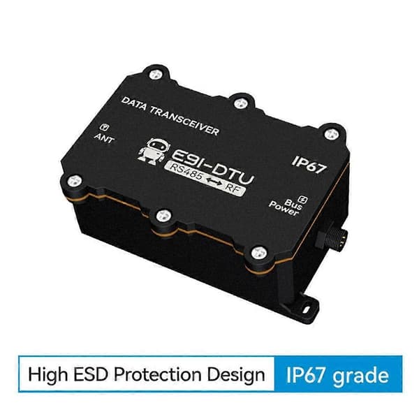 Lora Trådløs 850-930Mhz Datatransmitter E91-DTU LoRa Trådløs Datatransmitter RS485 IP67 Vandtæt Black