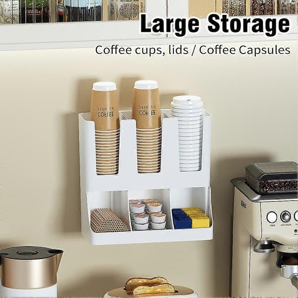 6-roms, 2-lags koppoppbevaring, benkeplate, moderne, minimalistisk og estetisk hjemmekaffebar White