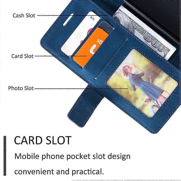Etui til A22 5g Folio-etui med holder kompatibel med A22 5g Blue