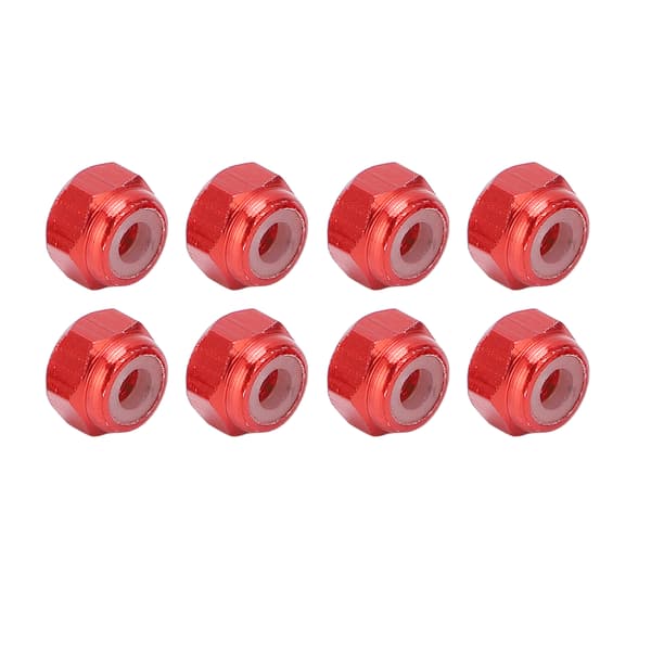 8 st Aluminiumlegering Lås Mutter Nylon Foder M2 Hex Lås Mutter för Axial Scx24 1/24 RC Modeller Röd