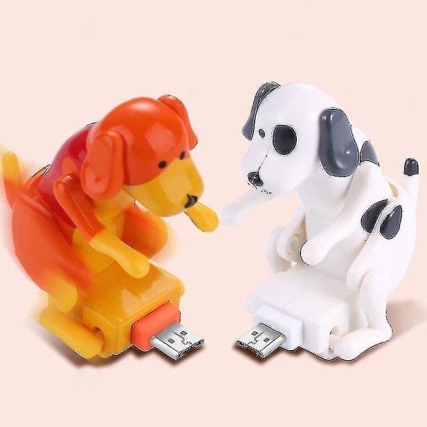 Funny Humping Dog Snabbladdare Kabel Hund Laddningskabel Lämplig för olika modeller av mobiltelefoner ORANGE WHITE Type c