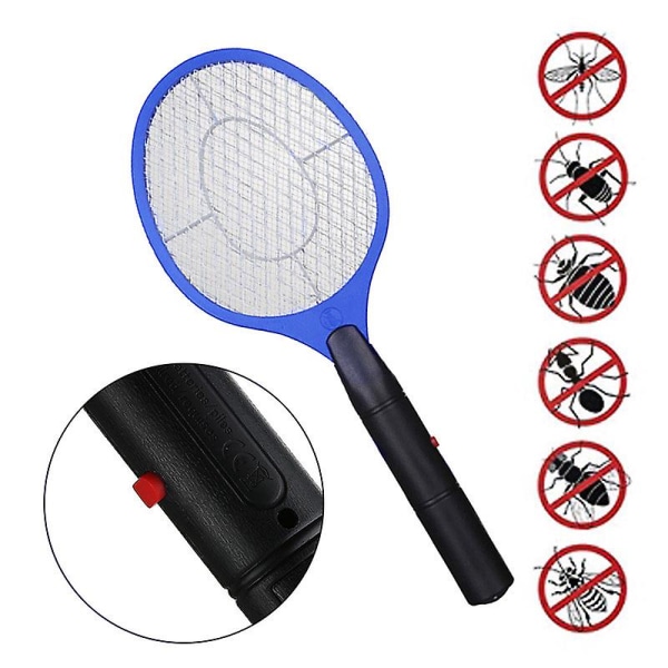 Elektrisk Mosquito Racket Killer Elektrisk fluesmekker Frityrkoker Fluer Trådløst batteri Strøm Bug Zapper Insekter Racket dreper Home Bug blue