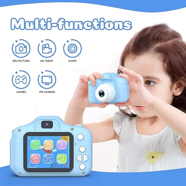 Barnegavekamera Barnedigitalkamera, digitalkamera 32gb, blå BLUE