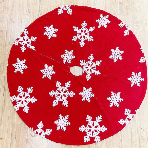 122 cm rød juletræsnederdel dobbelt lag Jacquard Paisley snefnug juleferiedekoration