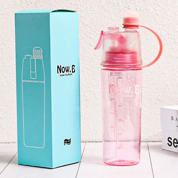 Bærbar vannflaske Spray Mist Sports Travel Lekksikker drikkeklatreflaske Pink 600ML