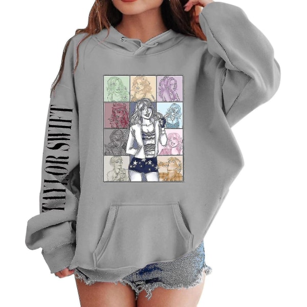 Luvtröjor för flickor 1989 Casual Taylor-tröja Barn Pojkar Swifts Pullover Konsertdräkt med huva för 4-14 år 05 gray 12 to 13 Years