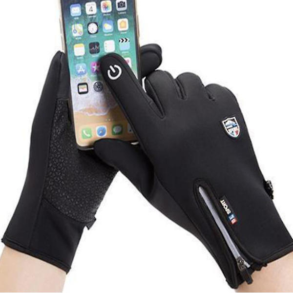 (black) Fleece Warm Non-slip Windproof Fleece Gloves