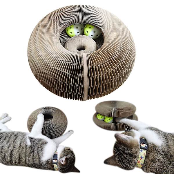 Papper Magisk Orgel Katt Skrapbräda Leksak Med 2st klockor Pet Scratching Toy