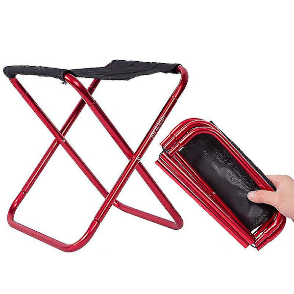 Utomhusfällbar stol Campingpall Bärbar fiskestol Lätt resestol Red