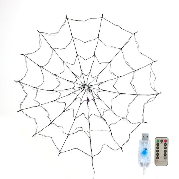 Spinner Web Lights Vedenpitävät Kestävät Erityiset Scary Halloween Lights Kotiin USB Remote Control