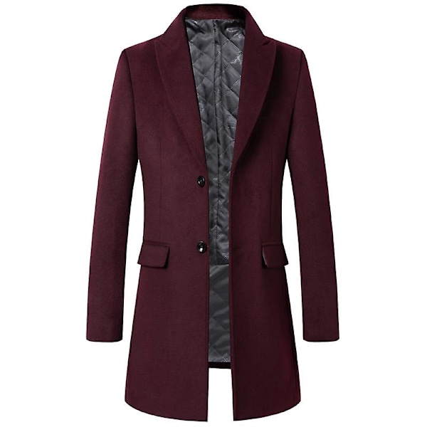 Herrrockar Herrar Peacoat Ullkappor Vinter Elegant Jacka Varm Casual Överrock Red L