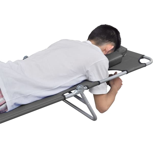 【BQ】vidaXL liggestol med nakkestøtte, foldbar, grå Grey grå