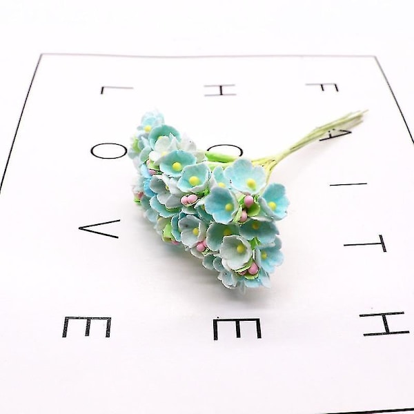 8 stycken / 40 huvuden 1 cm mini papper blommor rosor bukett konstgjord blomma Billig bröllopsdekoration för scrapbooking Diy Flores 17