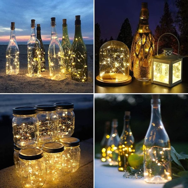 12 tappningslampor, korklampor för vinflaskor, 2m 20 LED Fairy Lights