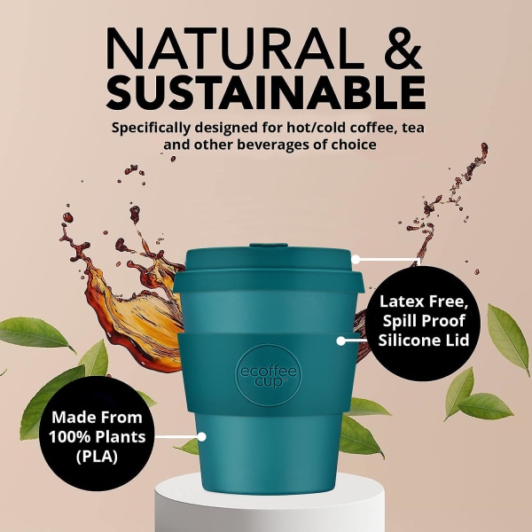 oz 240 ml återanvändbar miljövänlig växtbaserad kaffekopp Melaminfri resemugg Bay of Fires 8oz/240ml