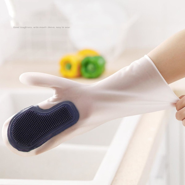 Genanvendelige Opvaskehandsker Opvaske Handsker Silikone Gummi Handske Husholdningsscrubber Køkken Rengøringsværktøj til hjemmet Grey