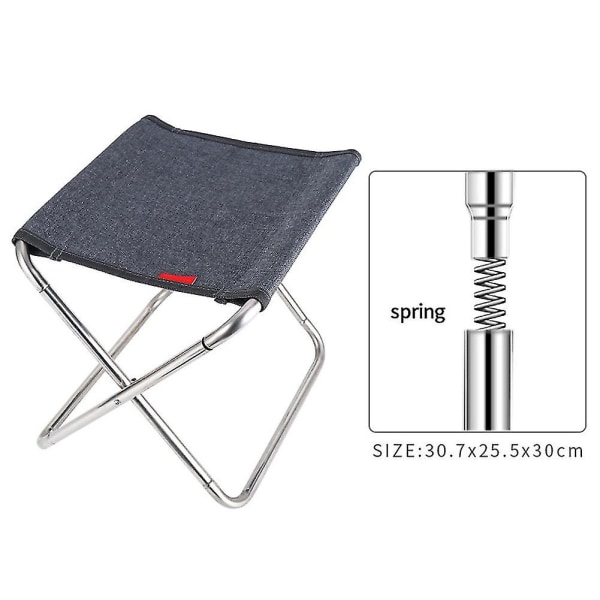 Rustfrit stål Fjeder Foldestol Udendørs Fiskeri Camping Grill Foldestol Gray