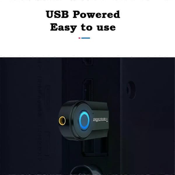 【BQ】USB Bluetooth 5.0-sender 3,5 mm jack-lydadapter Trådløs stereo-lydsenderadapter til pc-tv-hovedtelefoner black