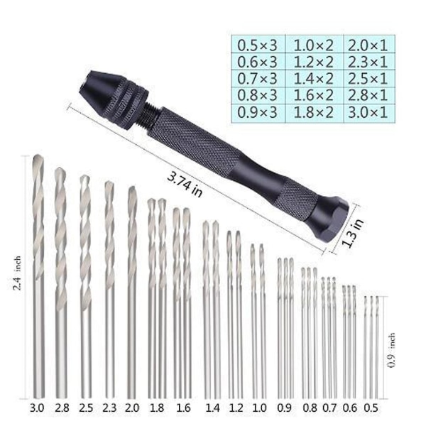Mini Aluminium Håndbor Legering Stål Drill Roterende Verktøy Trebor Black